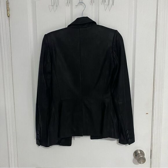 Danier Black Leather Fitted Jacket Lined Womens Size XXS - Picture 2 of 7